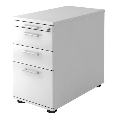 Artikelbild für HAMMERBACHER Solid Standcontainer weiß 4 Auszüge Kunststoff-Relinggriff silber 42,8 x 80,0 x 72,0 - 76,0 cm, Artikelnummer 377818