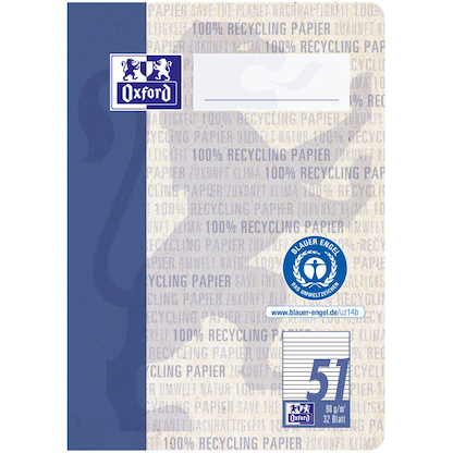 Artikelbild 2 für OXFORD Schulhefte Recycling Lineatur 51 liniert DIN A6 ohne Rand, 32 Blatt, 1 St., Artikelnummer 704223