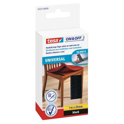 Artikelbild für tesa Klettband ON & OFF® UNIVERSAL schwarz, 1 Rolle, Artikelnummer 724148