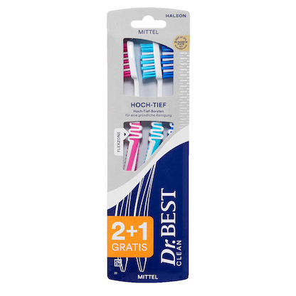 Artikelbild 3 für Dr.Best Zahnbürsten Hoch-Tief, 3 St., Artikelnummer 570067