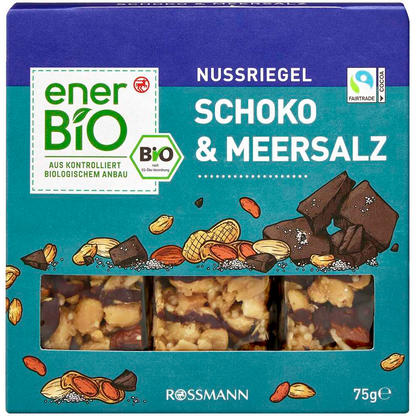 Artikelbild für enerBiO Bio Schoko & Meersalz Nussriegel 3 Riegel, Artikelnummer 276164
