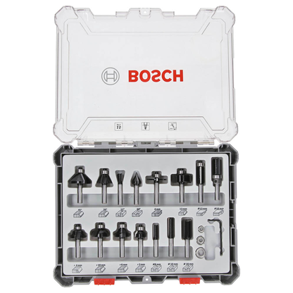Artikelbild für AKTION: BOSCH Mixed Set Fräser-Set 15-teilig mit Prämie nach Registrierung, Artikelnummer 454631