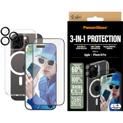 Artikelbild für PanzerGlass™ 3-in-1 Schutz-Set für Apple iPhone 16 Pro, Artikelnummer 450367