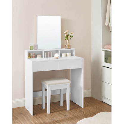 Artikelbild 11 für VASAGLE Schminktisch rechteckig Melamin, Spanplatte weiß 40,0 x 40,0 x 140,0 cm, 1 St., Artikelnummer 439186