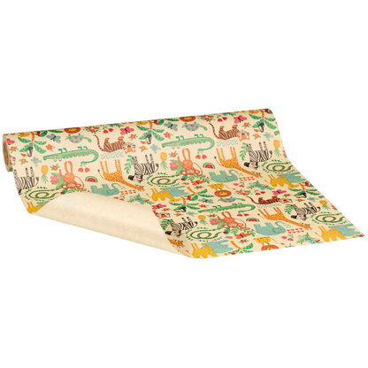 Artikelbild 2 für JUNG SCHÖNER VERPACKEN Geschenkpapier Oase Dschungeltiere mehrfarbig beidseitig bedruckt, 20,0 m, Artikelnummer 715689