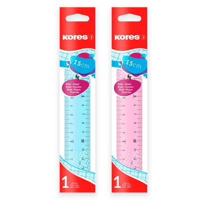 Artikelbild für Kores® Lineal 15,0 cm, pink, blau, Artikelnummer 766901