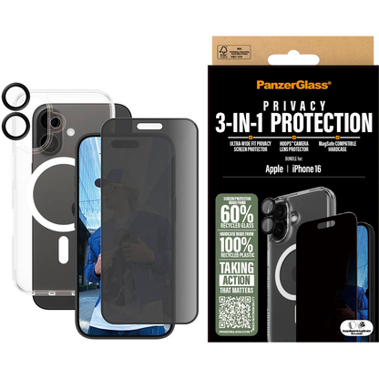 Artikelbild für PanzerGlass™ 3-in-1 Schutz-Set für Apple iPhone 16, Artikelnummer 450389