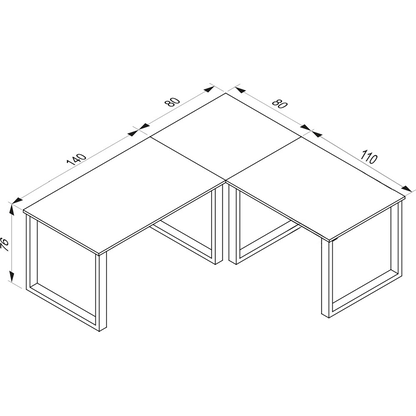 Artikelbild 2 für VCM my office Lona Schreibtisch anthrazit L-Form, U-Fuß-Gestell silber 220,0 x 80,0/190,0 cm, Artikelnummer 268908