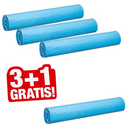 Artikelbild für 3 + 1 GRATIS: Müllbeutel 120,0 l blau 18,0 µm, 3x 100 St. + GRATIS 1x 100 St., Artikelnummer 717482
