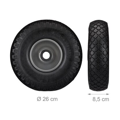 Artikelbild 2 für relaxdays Sackkarrenräder luftbereift schwarz, grau Stahl Felgen, Achse 2,5 cm, Artikelnummer 452314