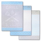 Artikelbild 1 für Dyckhoff Geschirrtücher GRILL & chill hellblau grau 50,0 x 70,0 cm, 3 St., Artikelnummer 251559