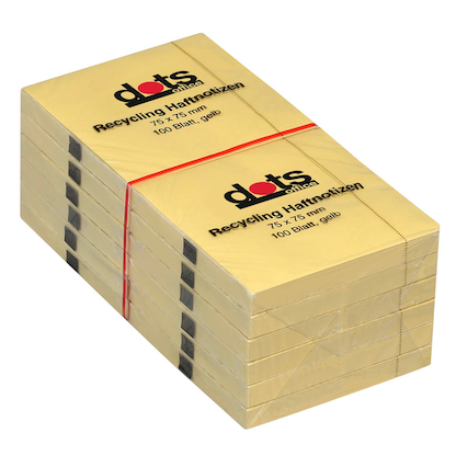Artikelbild für dots Recycling Haftnotizen gelb, 12 Blöcke, Artikelnummer 222024
