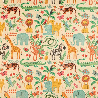 Artikelbild 3 für JUNG SCHÖNER VERPACKEN Geschenkpapier Oase Dschungeltiere mehrfarbig beidseitig bedruckt, 20,0 m, Artikelnummer 715689