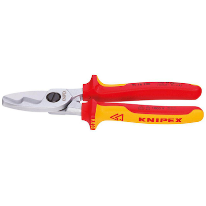 Artikelbild für KNIPEX Kabelschere VDE mit Doppelschneide 95 16 200, Länge: 20,0 cm, 1 St., Artikelnummer 982443