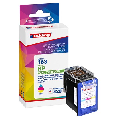 Artikelbild für edding EDD-163 color Druckerpatrone kompatibel zu HP 22 (C9352AE), Artikelnummer 108118