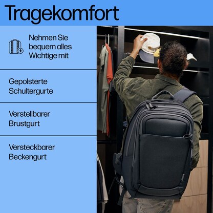 Artikelbild 6 für HP Laptop-Rucksack Travel Plus Kunstfaser blau bis 43,2 cm (17 Zoll), Artikelnummer 506267