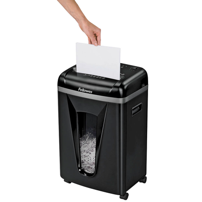 Artikelbild 2 für Fellowes Powershred 450M Aktenvernichter mit Partikelschnitt P-5, 2 x 12 mm, bis 9 Blatt, schwarz, Artikelnummer 199690