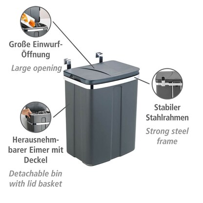 Artikelbild 6 für WENKO Mülleimer 12,0 l grau, 1 St., Artikelnummer 664823