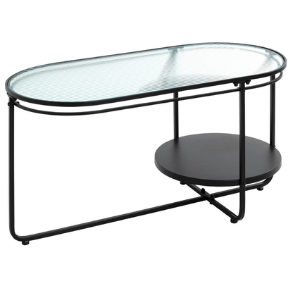 Artikelbild 3 für HAKU Möbel Couchtisch oval Sicherheitsglas schwarz 90,0 x 42,0 x 49,0 cm, 1 St., Artikelnummer 772192