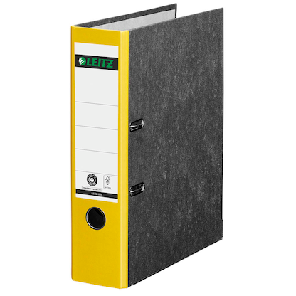 Artikelbild 2 für AKTION: LEITZ 1080 Ordner gelb marmoriert Karton 8,0 cm DIN A4, 10 St., Artikelnummer 653818