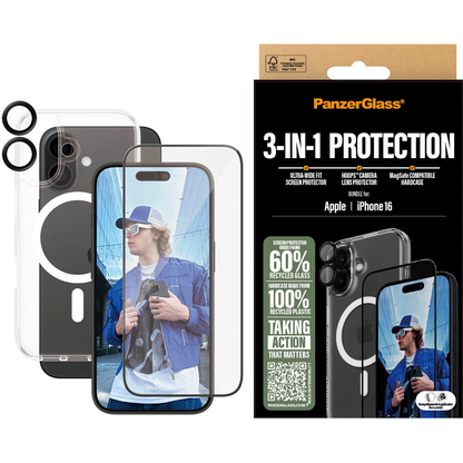 Artikelbild für PanzerGlass™ 3-in-1 Schutz-Set für Apple iPhone 16, Artikelnummer 450286