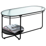 Artikelbild 1 für HAKU Möbel Couchtisch oval Sicherheitsglas schwarz 90,0 x 42,0 x 49,0 cm, 1 St., Artikelnummer 772192