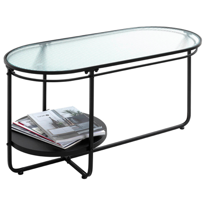 Artikelbild für HAKU Möbel Couchtisch oval Sicherheitsglas schwarz 90,0 x 42,0 x 49,0 cm, 1 St., Artikelnummer 772192