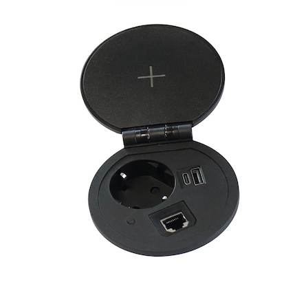 Artikelbild 3 für HAMMERBACHER 1-fach Tischsteckdose 2,0 m schwarz mit USB-Buchse, Artikelnummer 743151