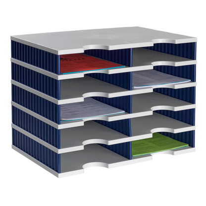 Artikelbild für styro Sortierstation Styrodoc grau/blau mit 10 Fächern, Artikelnummer 444927