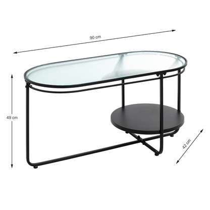 Artikelbild 2 für HAKU Möbel Couchtisch oval Sicherheitsglas schwarz 90,0 x 42,0 x 49,0 cm, 1 St., Artikelnummer 772192