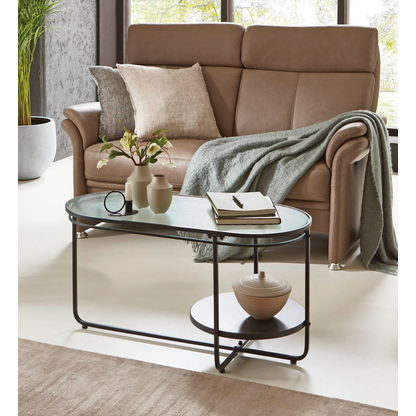 Artikelbild 4 für HAKU Möbel Couchtisch oval Sicherheitsglas schwarz 90,0 x 42,0 x 49,0 cm, 1 St., Artikelnummer 772192