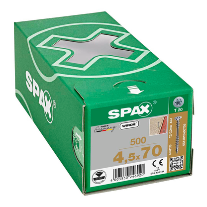 Artikelbild 2 für SPAX® Verlegeschrauben T20 Senkkopf WIROX 0541010450705 4,5 mm x 70 mm, 500 St., Artikelnummer 397798