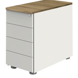 Artikelbild 1 für Kerkmann Move Standcontainer weiß, eiche 4 Auszüge ohne-Muldengriff weiß 42,0 x 80,0 x 72,0 - 76,0 cm, Artikelnummer 488467