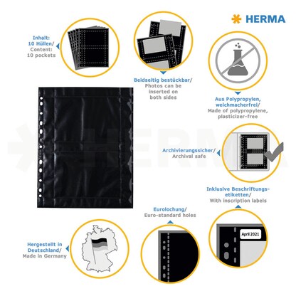 Artikelbild 5 für HERMA Fotosichthüllen Fotophan 10x15 cm schwarz genarbt, 10 St., Artikelnummer 702581