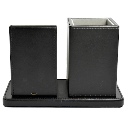 Artikelbild 3 für magnetoplan Schreibtisch-Organizer mit Qi-Ladefunktion schwarz Lederimitat 21,0 x 10,5 x 14,3 cm, Artikelnummer 606857