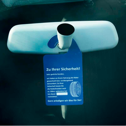 Artikelbild 3 für EICHNER Hängeetiketten KFZ Spiegel blau 9,0 x 18,0 cm Räder nachziehen, 200 St., Artikelnummer 703726