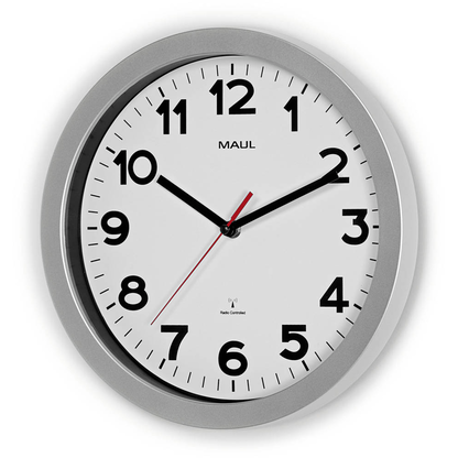 Artikelbild 2 für MAUL Funkwanduhr MAULstep weiß silber Kunststoff, Ø 30,0 cm, Artikelnummer 139273