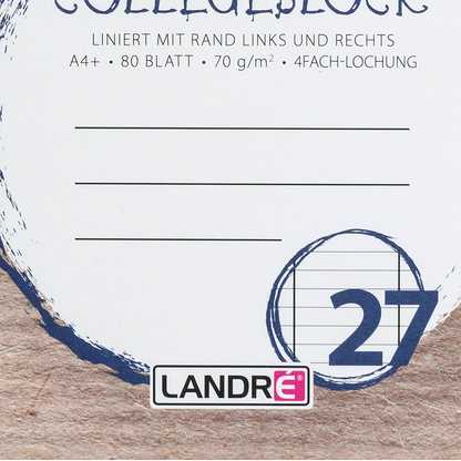 Artikelbild 7 für LANDRÉ® Collegeblock Recycling Lineatur 27 liniert DIN A4 Innen- und Außenrand, 1 St., Artikelnummer 703031