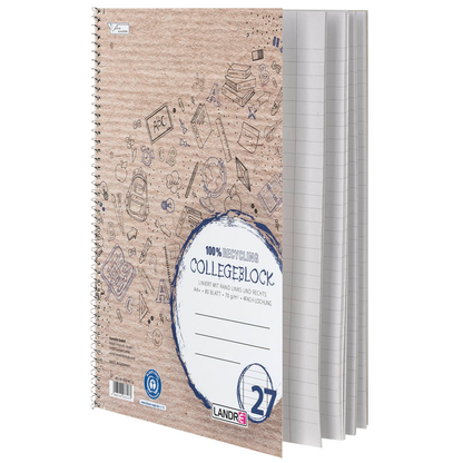 Artikelbild 3 für LANDRÉ® Collegeblock Recycling Lineatur 27 liniert DIN A4 Innen- und Außenrand, 1 St., Artikelnummer 703031