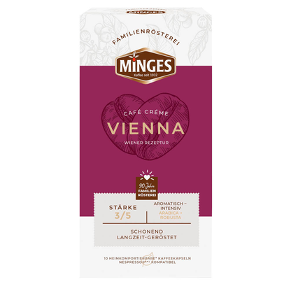 Artikelbild für MINGES Café Créme Vienna Kaffeekapseln, Arabica- und Robustabohnen kräftig, 52,0 g, Artikelnummer 834794