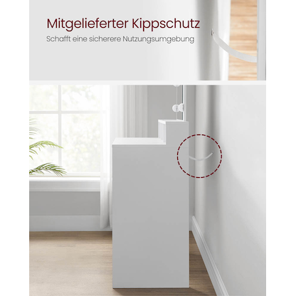 Artikelbild 6 für VASAGLE Schminktisch rechteckig Melamin, Spanplatte weiß 80,0 x 40,0 x 140,0 cm, 1 St., Artikelnummer 438558