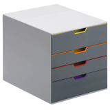 Artikelbild 1 für DURABLE Schubladenbox VARICOLOR® dunkelgrau mit bunten Farblinien 760427, DIN A4 mit 4 Schubladen, 1 St., Artikelnummer 253548