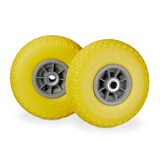 Artikelbild 1 für relaxdays Sackkarrenräder luftbereift gelb, grau Vollgummi Felgen, Achse 2,0 cm, Artikelnummer 452381
