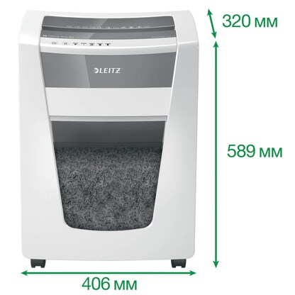 Artikelbild 7 für LEITZ IQ Office Pro Aktenvernichter mit Partikelschnitt P-4, 4 x 40 mm, bis 20 Blatt, weiß, Artikelnummer 634701