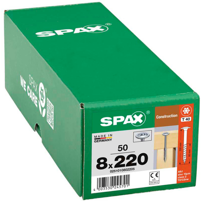 Artikelbild 2 für SPAX® Holzbauschrauben T40 Tellerkopf WIROX 0251010802205 8 mm x 220 mm, 50 St., Artikelnummer 397297