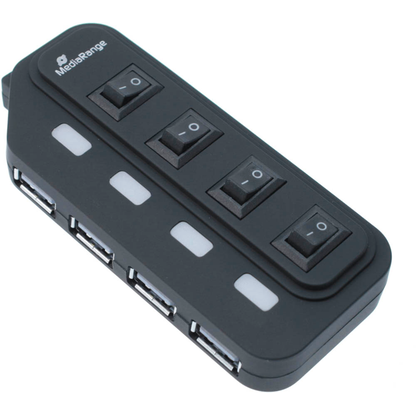 Artikelbild für MediaRange USB-Hub 4-fach schwarz, Artikelnummer 240541