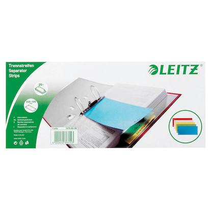 Artikelbild 2 für LEITZ Trennstreifen 1679 farbsortiert, 180 g/qm Karton 24,0 x 10,5 cm, 25 St., Artikelnummer 469726