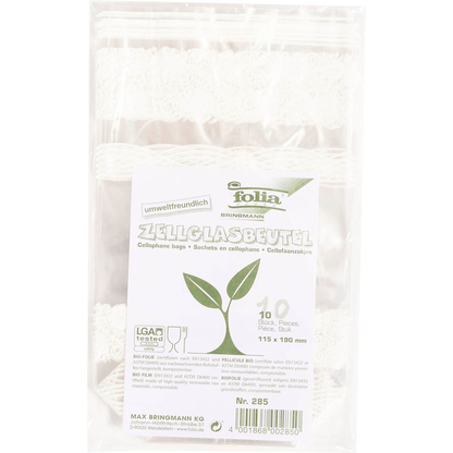 Artikelbild 2 für folia Zellglas-Bodenbeutel M weißer Spitzendruck 11,5 x 19,0 cm, 10 St., Artikelnummer 962124