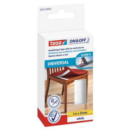 Artikelbild für tesa Klettband ON & OFF® UNIVERSAL weiß, 1 Rolle, Artikelnummer 724189