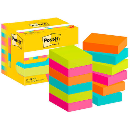 Artikelbild für Post-it® Poptimistic Collection Haftnotizen farbsortiert, 12 Blöcke, Artikelnummer 735919